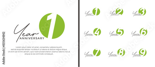 anniversary logo style set with black and green color can be use for celebration moment photo