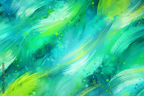 background with bright turquoise, lime green, and aqua brushstrokes