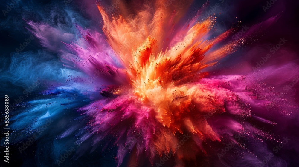 An abstract explosion of pastel colored powder in an action shot. An abstract explosion of pastel colored powder in an action shot.
