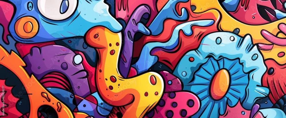Fototapeta premium Abstract Art Inspired By Street Culture, Cartoon Style, Background
