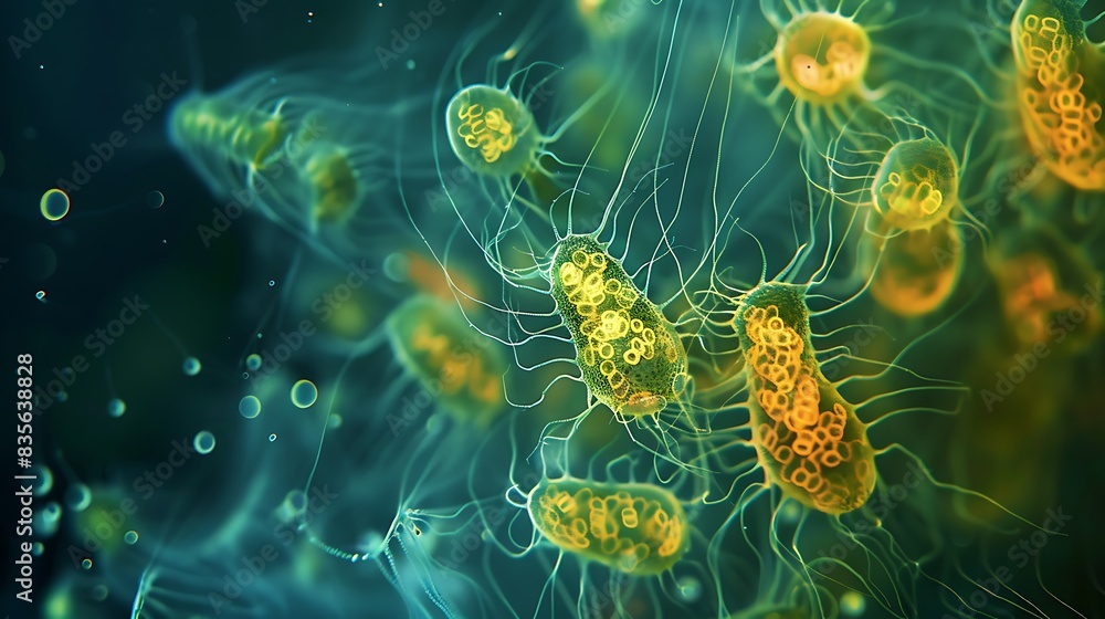 Capture images of phytoplankton blooms and their role in the ocean carbon cycle, highlighting the importance of ocean health Capture images of phytoplankton blooms and their role in the ocean carbon cycle, highlighting the importance of ocean health