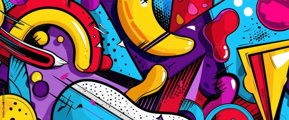 Abstract Art Using Contrasting Elements, Cartoon Style, Background Abstract Art Using Contrasting Elements, Cartoon Style, Background