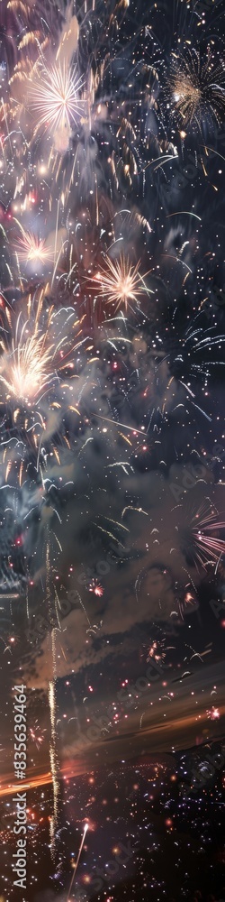 Fototapeta premium Colorful fireworks in the night sky. 