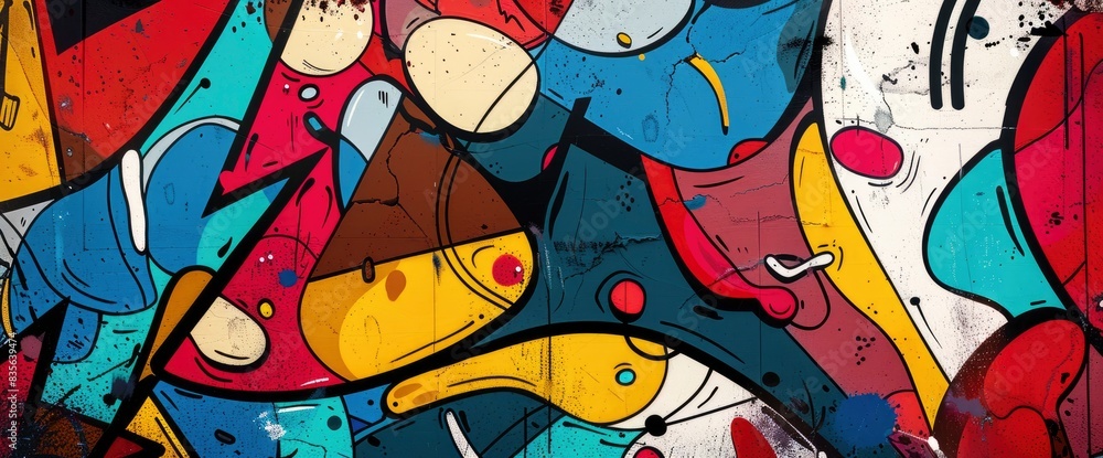 Fototapeta premium Abstract Art Using Mixed Media, Cartoon Style, Background