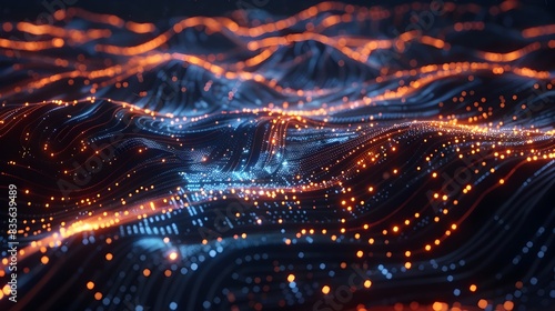Flowing Neon Lights Shimmering in Futuristic Digital Landscape