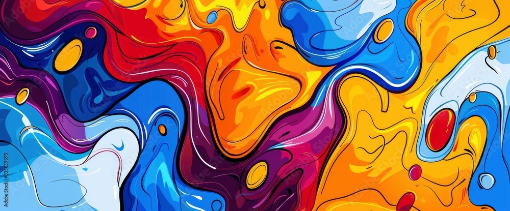Obraz premium Abstract Art Using Vibrant, Contrasting Colors, Cartoon Style, Background