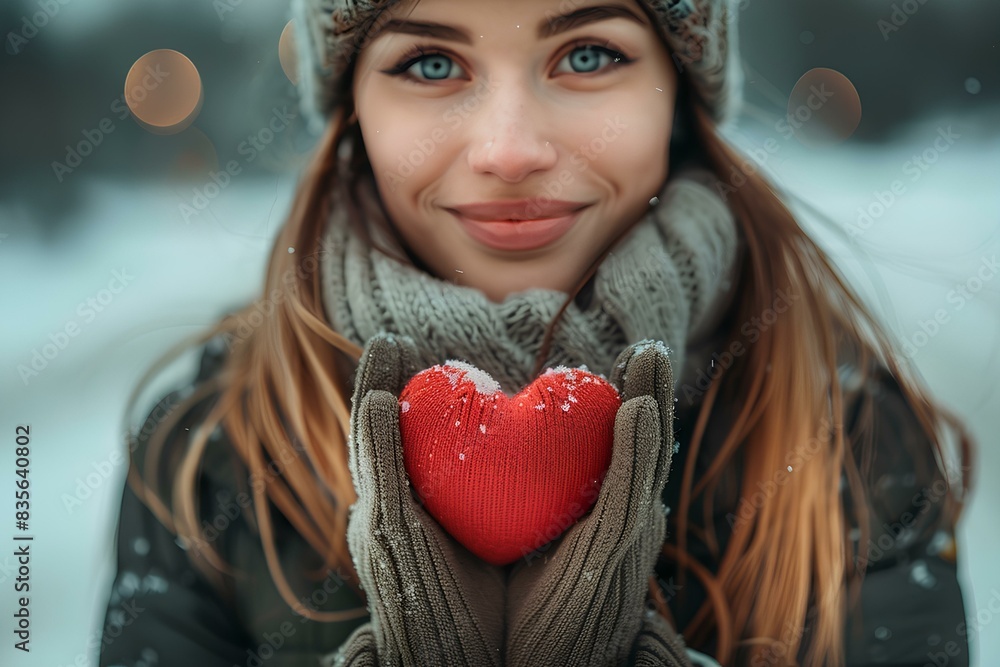 A woman holding a red heart in her hands A woman holding a red heart in her hands