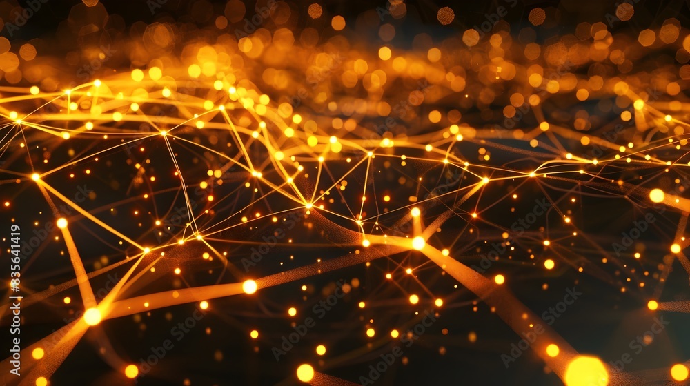Naklejka premium Glowing Digital Network Connections Futuristic Abstract Background