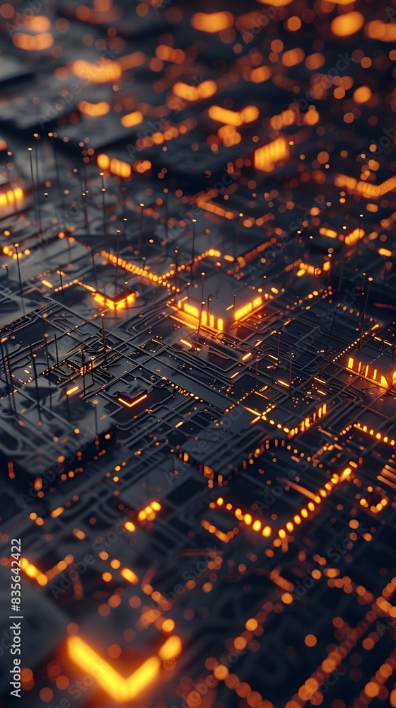 Glowing Technological Digital Matrix Background with Futuristic Circuit Patterns Glowing Technological Digital Matrix Background with Futuristic Circuit Patterns