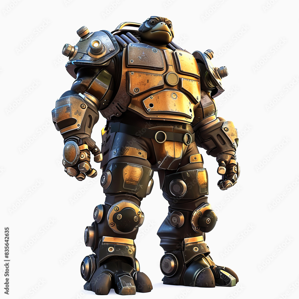 3D Turtle cyborg cartoon character. Realistic robot Turtle cartoon design 3D Turtle cyborg cartoon character. Realistic robot Turtle cartoon design