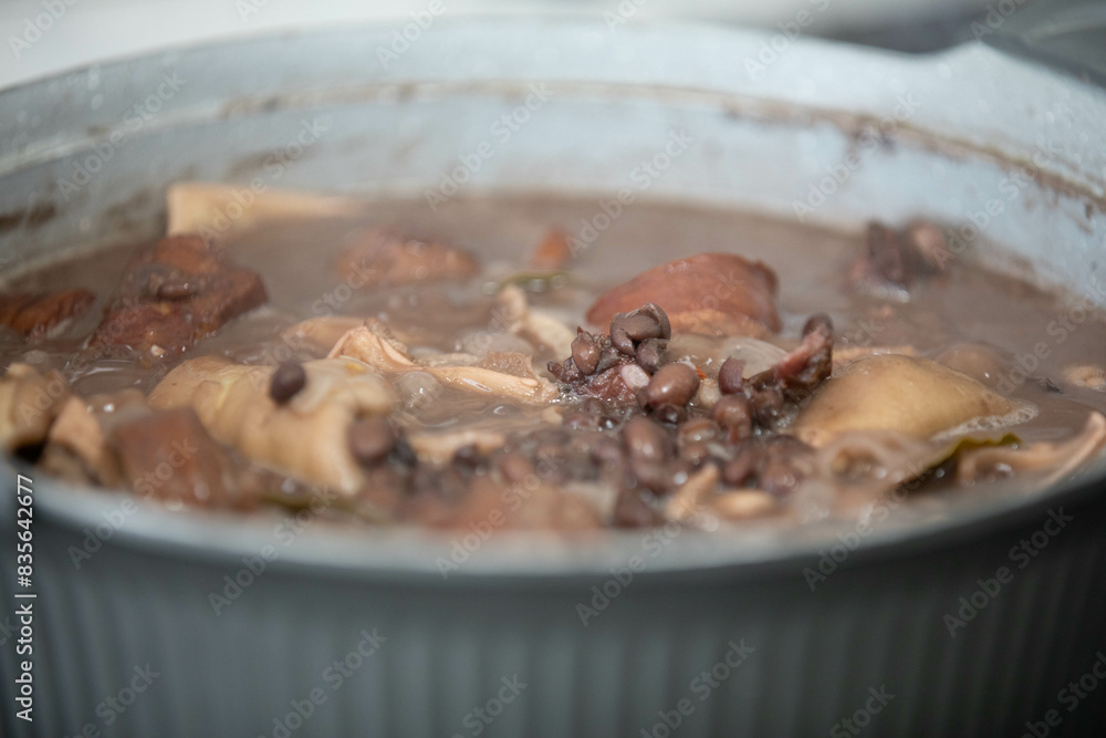 Traditional and irresistible Brazilian feijoada closeup Traditional and irresistible Brazilian feijoada closeup