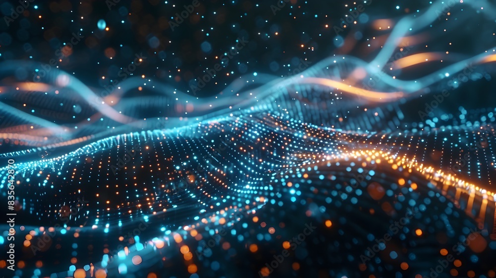 Luminous Particle Waves in Abstract Digital Landscape Luminous Particle Waves in Abstract Digital Landscape