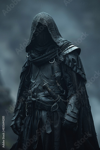 Villain archetype in dark robes and armor, set against a stormy background with space for copy.