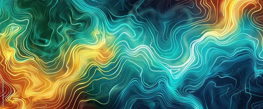 Fototapeta premium Abstract Depiction Of Energy Fields With A Metallic Texture And Intricate Line Work, Cartoon Style, Background