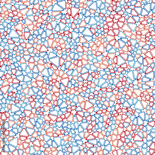 Abstract background with mosaic triangle shapes. Tiny triangles size. Multiple colors style. Rounded triangular cells outlined. Repeatable pattern. Corporate Identity Chart. Creative vector tiles.