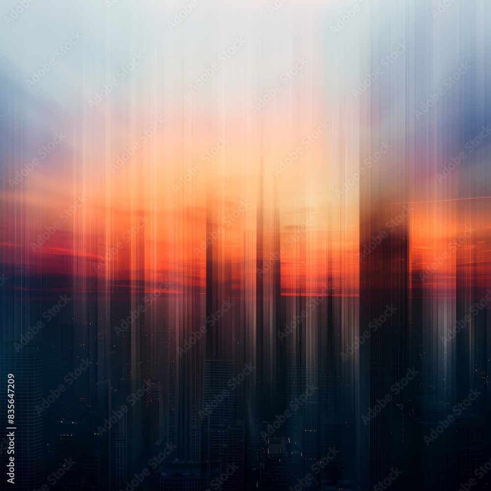 Soft-focused city skyline in blue and pink hues at dusk, capturing an abstract beauty. Abstract depiction of a city skyline. Soft-focused city skyline in blue and pink hues at dusk, capturing an abstract beauty. Abstract depiction of a city skyline.