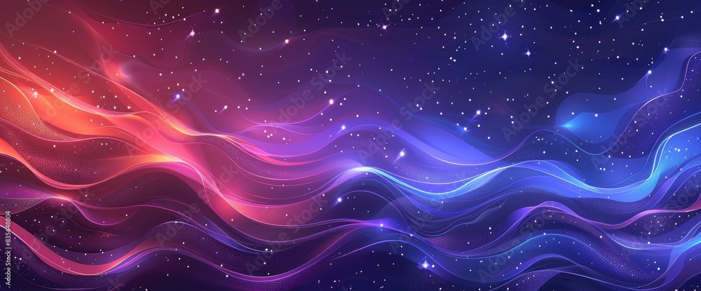 Abstract Depiction Of Energy Waves With Starry Patterns And A Luminous Glow, Cartoon Style, Background Abstract Depiction Of Energy Waves With Starry Patterns And A Luminous Glow, Cartoon Style, Background