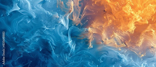 Blue and orange abstract painting. photo