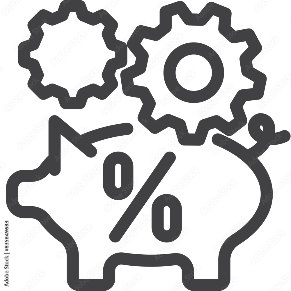 Piggy process line icon on white background Piggy process line icon on white background