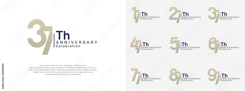 Naklejka premium anniversary vector design set brown and black color for celebration day