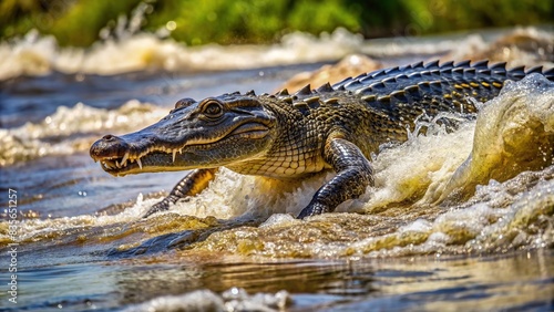 Alligator swimming upstream in a fast stream, Wildlife, Reptile, Predator, Nature, River, Current, Water, Dangerous, Florida, Animal, Survival, Predator, Teeth, Dangerous photo