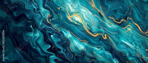 Blue and gold fluid painting.