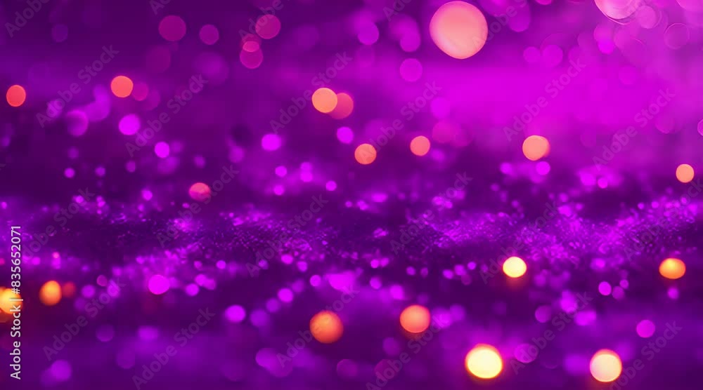 A vibrant, purple and orange bokeh effect with sparkling lights in the background. The abstract image creates a festive and magical atmosphere A vibrant, purple and orange bokeh effect with sparkling lights in the background. The abstract image creates a festive and magical atmosphere