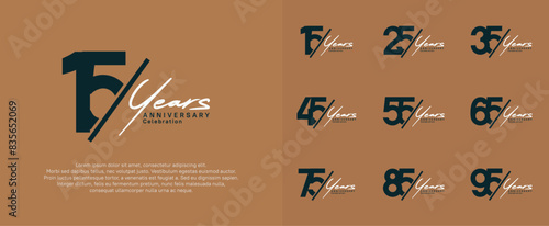 anniversary logotype vector design with slash and white handwriting black color for special day