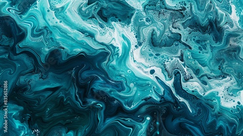 Aquamarine and Turquoise Mixed Paint Abstract