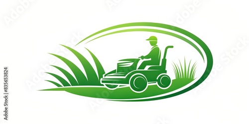 Zero Turn Lawn Mower Lawn Care logo design concept , Lawn care, landscaping, garden maintenance, outdoor equipment, grass cutting, yard work, lawnmower, zero turn mower photo