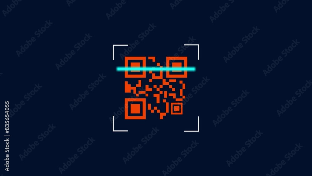 Qr Code, Scan. Code Scan Symbol Animation isolated in black background ...