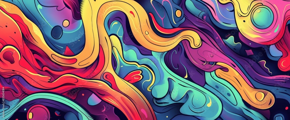 Abstract Designs With Organic, Flowing Forms, Cartoon Style, Background Abstract Designs With Organic, Flowing Forms, Cartoon Style, Background