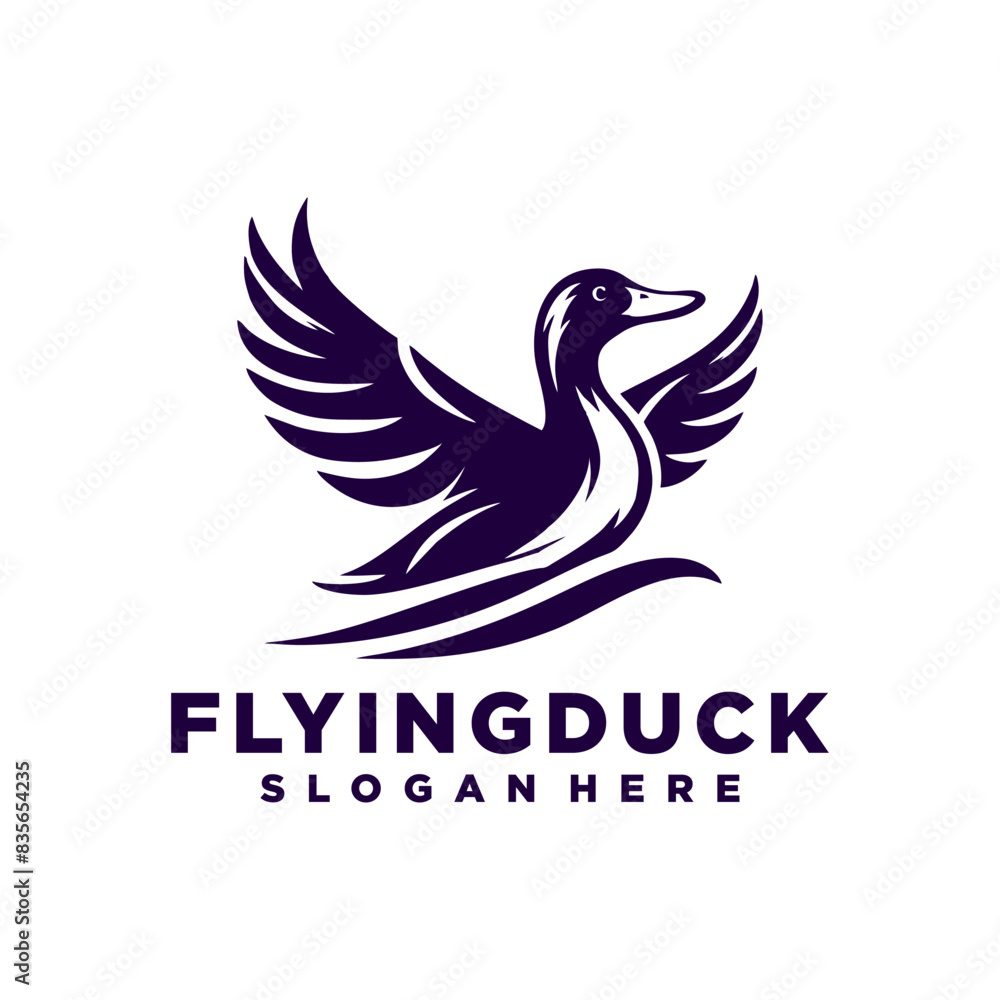 Obraz premium Flying duck logo design inspiration,Flying duck icon, goose, swan logo template