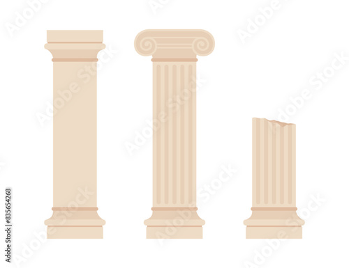 Greek Columns Set - Flat Vector Illustration
