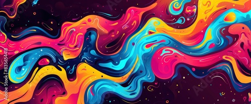 Abstract Designs With Organic, Flowing Lines, Cartoon Style, Background