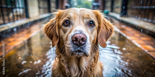 Adorable dog with wet nose standing by a wet spot inside, dog, cute, pet, wet, indoor, playful, puppy, floor, happy, adorable, curiosity, funny, domestic, animal, mischief, curiosity, curiosity