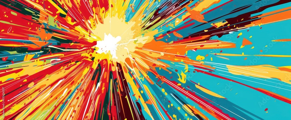 Abstract Energy Bursts With A Vibrant Color Scheme And A Sense Of Depth, Cartoon Style, Background Abstract Energy Bursts With A Vibrant Color Scheme And A Sense Of Depth, Cartoon Style, Background