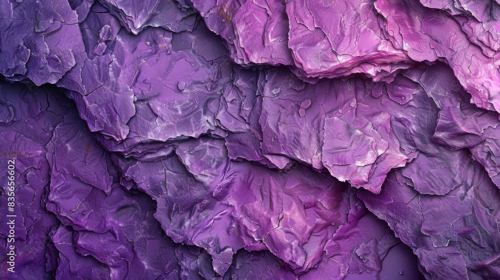 Obraz premium A close-up shot of cracked purple soil, highlighting its rough texture and barrenness.