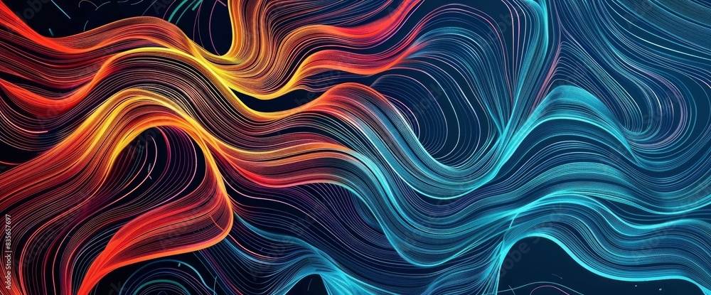 Abstract Energy Fields With Interwoven Lines, Cartoon Style, Background Abstract Energy Fields With Interwoven Lines, Cartoon Style, Background