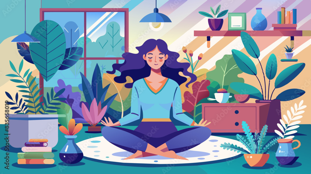 a lady doing meditation a lady doing meditation