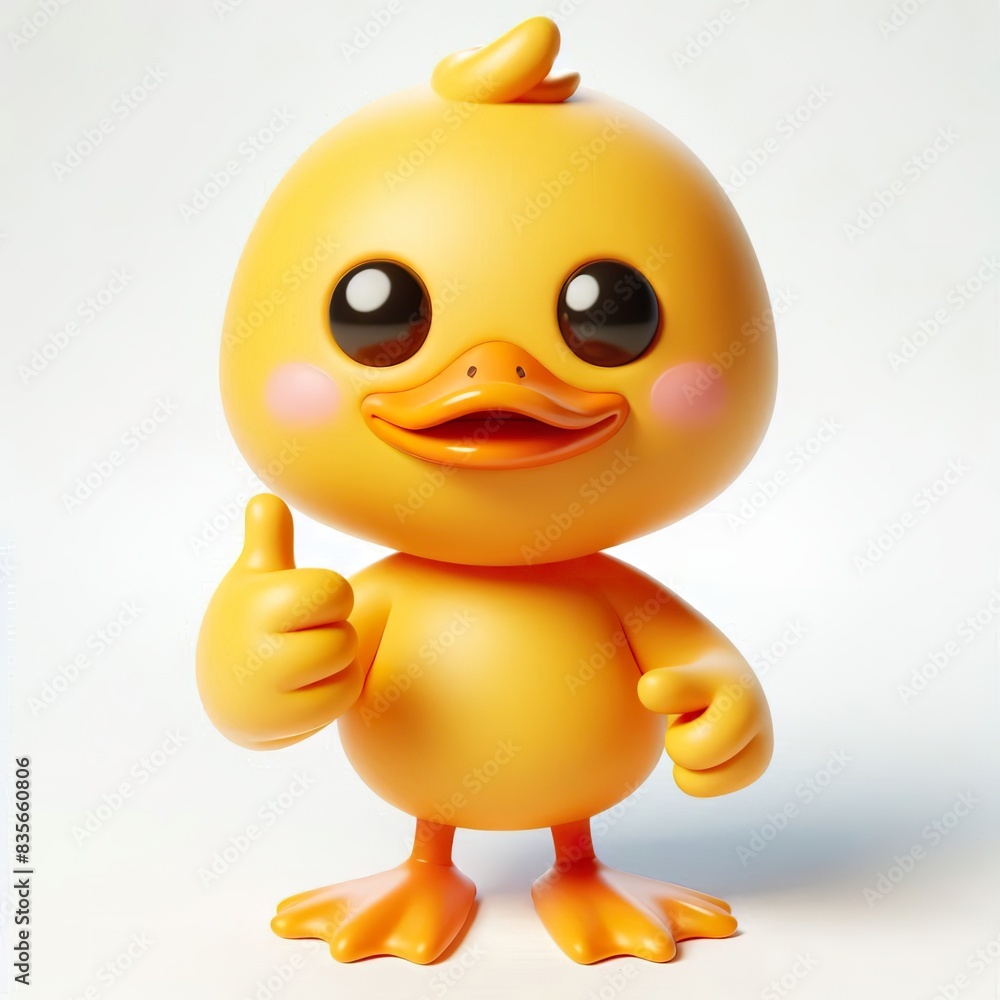 3D yellow cute duck emoji thumbs up on a white background 3D yellow cute duck emoji thumbs up on a white background