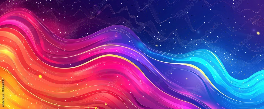 Abstract Energy Waves In A Neon Color Palette, Cartoon Style, Background Abstract Energy Waves In A Neon Color Palette, Cartoon Style, Background