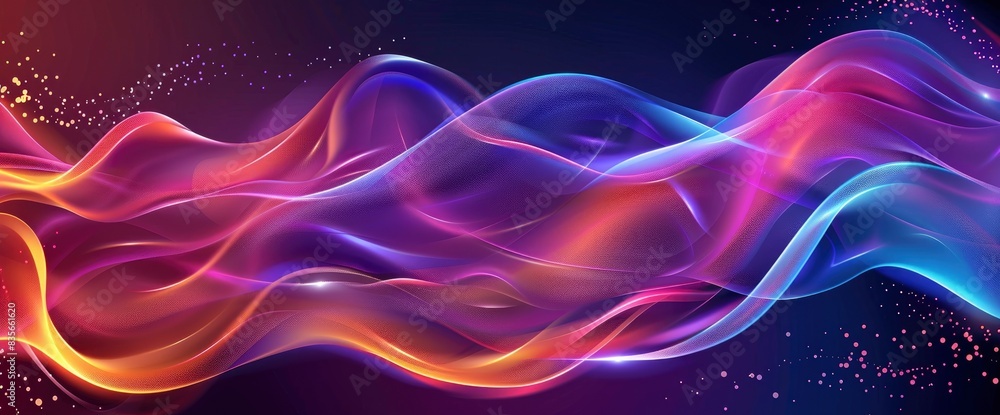Abstract Energy Waves With A Holographic Sheen And Dynamic Elements, Cartoon Style, Background Abstract Energy Waves With A Holographic Sheen And Dynamic Elements, Cartoon Style, Background