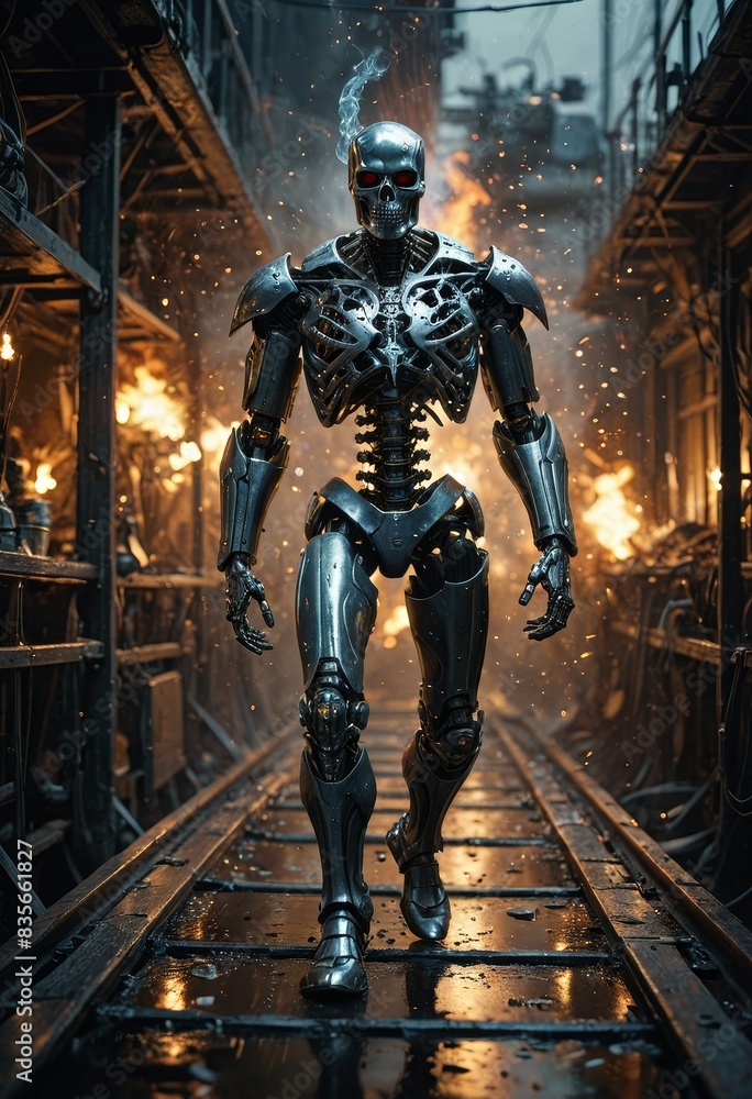 Cybernetic Skeleton Walking on Rails Cybernetic Skeleton Walking on Rails