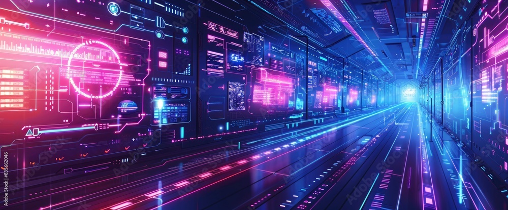 Abstract Futuristic Technology, Cartoon Style, Background Abstract Futuristic Technology, Cartoon Style, Background