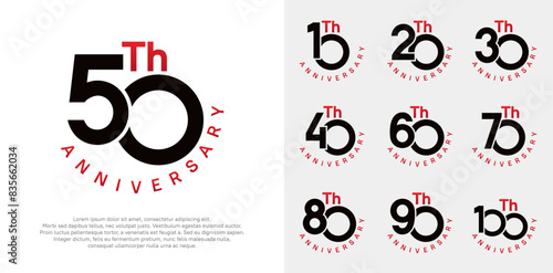 anniversary set vector design with black and red color for celebration moment