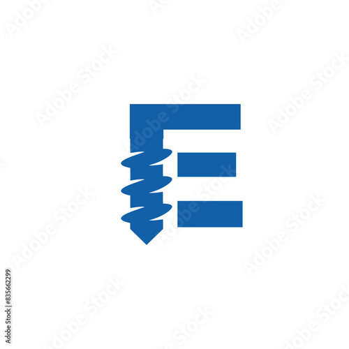 Letter E Drilling logo icon vector template