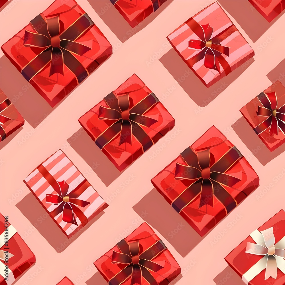 Lustrous Red Gift Boxes in Elegant Flat Geometric Pattern Design Lustrous Red Gift Boxes in Elegant Flat Geometric Pattern Design