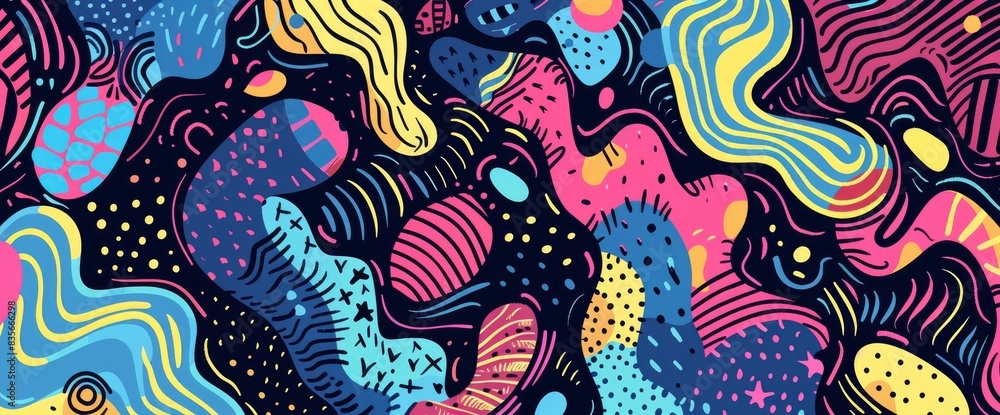 Abstract Patterns With Repetitive Motifs, Cartoon Style, Background Abstract Patterns With Repetitive Motifs, Cartoon Style, Background