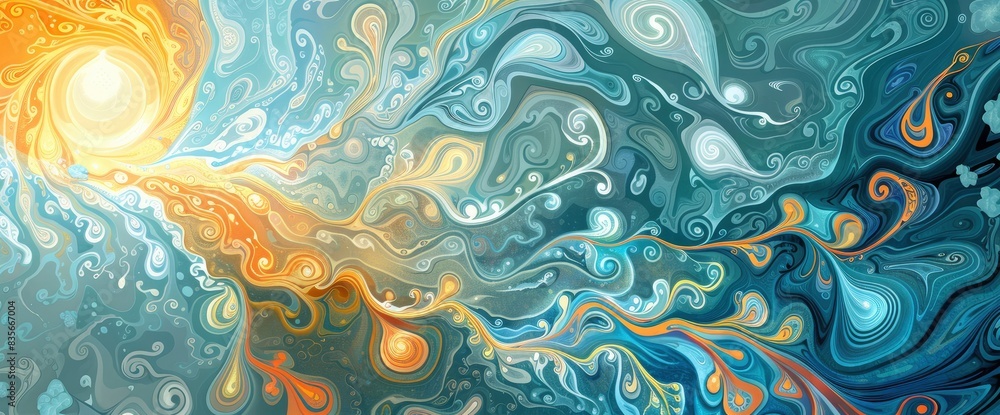 Abstract Representation Of Energy Cycles In A Serene Environment With Intricate Patterns, Cartoon Style, Background Abstract Representation Of Energy Cycles In A Serene Environment With Intricate Patterns, Cartoon Style, Background